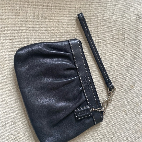 Coach Handbags - Coach Black Leather corner zip Wristlet pouch wallet